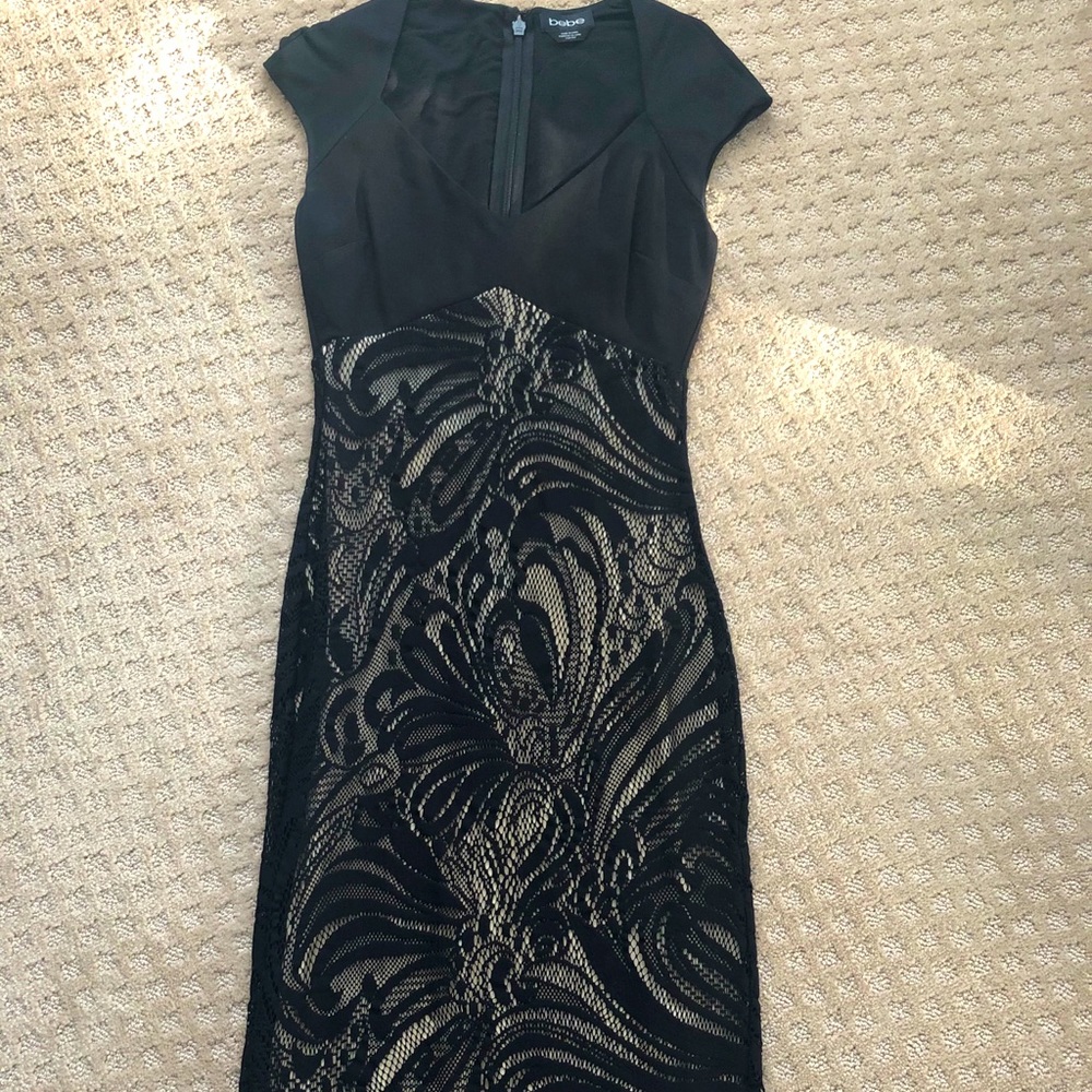 Bebe Lacey Black evening dress